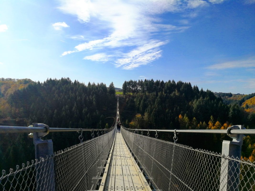 Mit dem Rollstuhl über die Hängeseilbrücke Geierlay - Wheelie Wanderlust